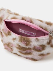 Angels By Accessorize Pink Girls Fluffy Leopard Print Belt Bag - Image 2 of 2