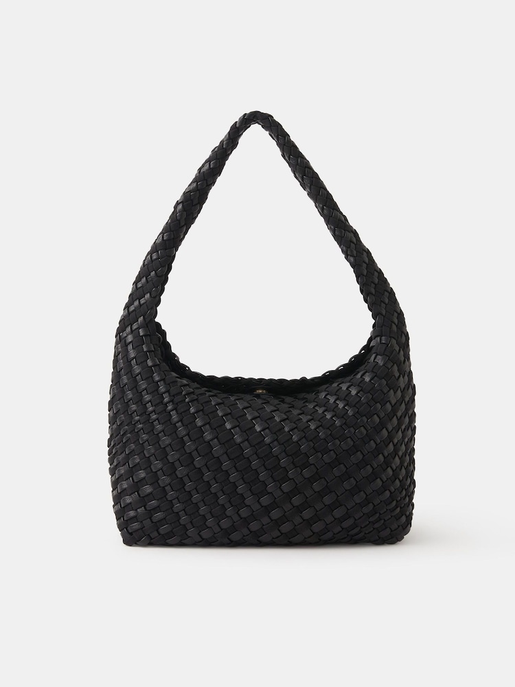 Accessorize Black Large Woven Shoulder Bag - Image 1 of 2 Accessorize Black Large Woven Shoulder Bag - Image 1 of 2