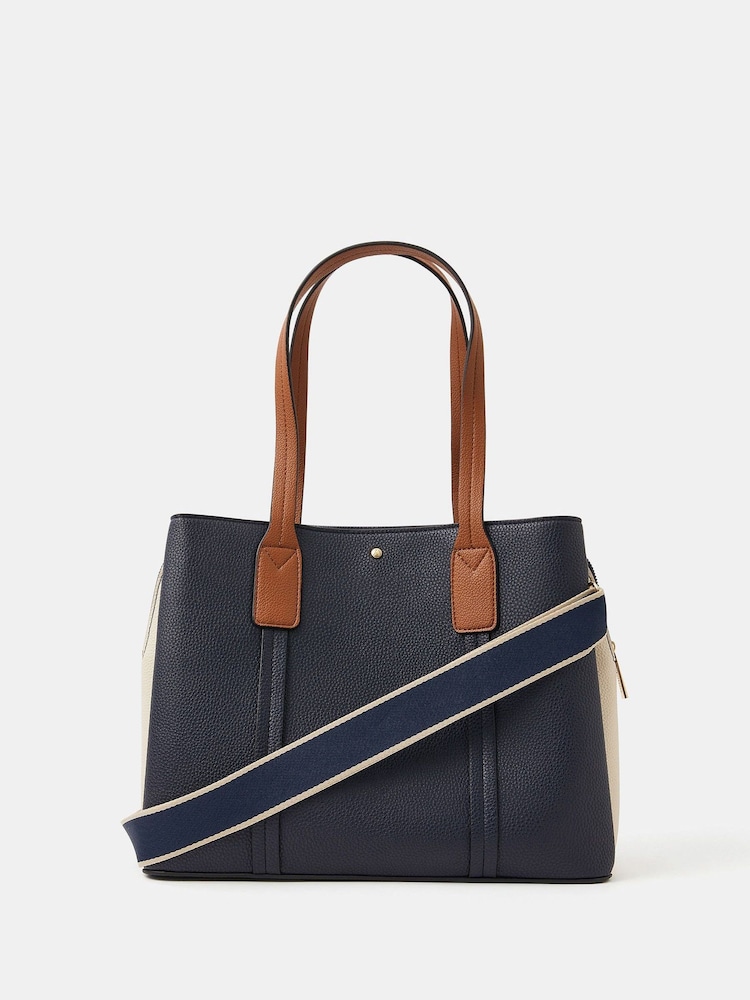Accessorize Blue Triple Compartment Shoulder Bag - Image 1 of 5 Accessorize Blue Triple Compartment Shoulder Bag - Image 1 of 5