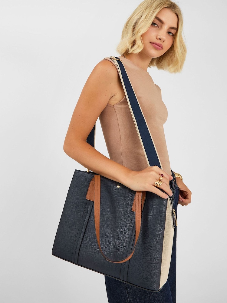 Accessorize Blue Triple Compartment Shoulder Bag - Image 5 of 5 Accessorize Blue Triple Compartment Shoulder Bag - Image 5 of 5