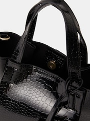 Accessorize Black Faux Croc Skin Patent Tote Bag - Image 4 of 6