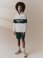 Green/White Print Zip Neck Sweatshirt (3-16yrs) - Image 7 of 9