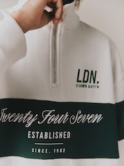 Green/White Print Zip Neck Sweatshirt (3-16yrs) - Image 9 of 9