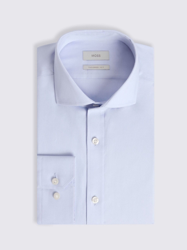 MOSS Blue Tailored Fit Dobby Shirt - Image 3 of 3 MOSS Blue Tailored Fit Dobby Shirt - Image 3 of 3