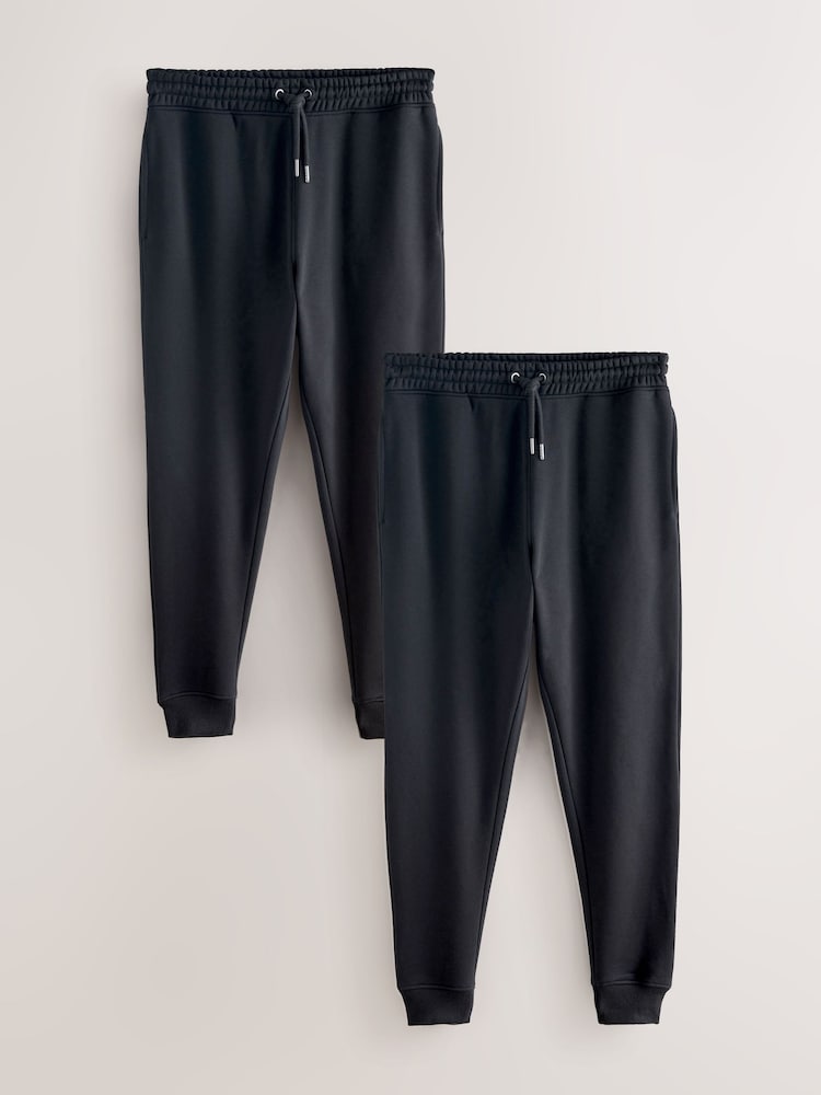 Μαύρο - Στενή γραμμή Cotton Rich Jersey Φόρμες 2 Πακ - Εικόνα 1 από 9