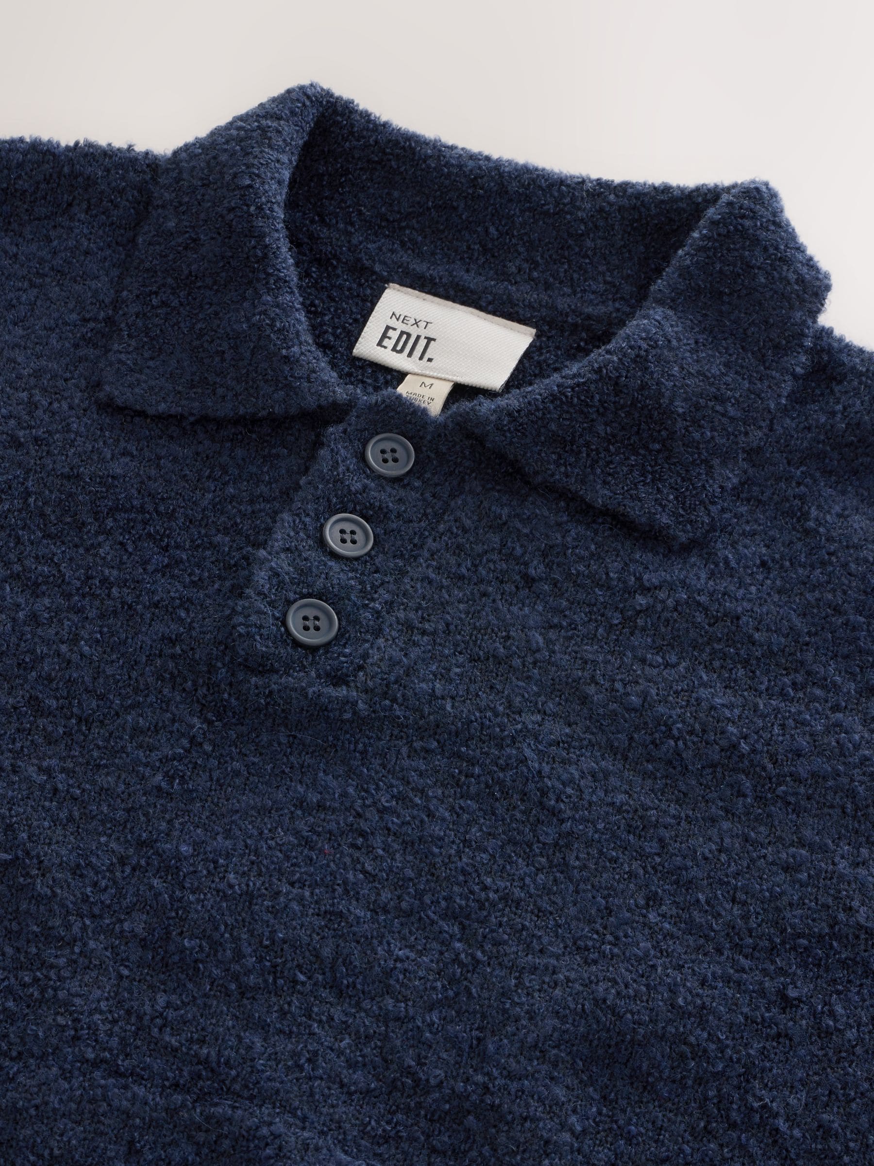 Buy Navy EDIT Long Sleeve Knit Polo Shirt from the Next UK online shop