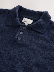 Navy EDIT Long Sleeve Knit Polo Shirt - Image 8 of 9