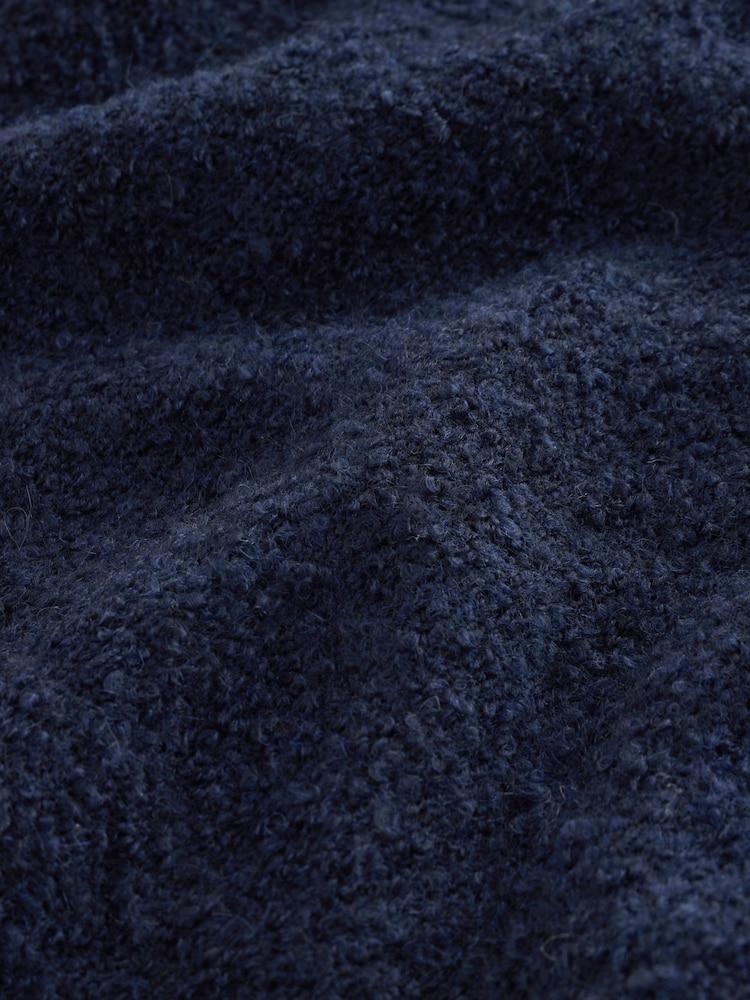 Navy EDIT Long Sleeve Knit Polo Shirt - Image 9 of 9