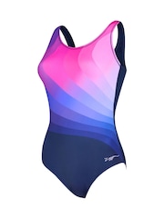 Zoggs Blue Scoopback Swimsuit with built in Shelf Bra Support - Image 1 of 2