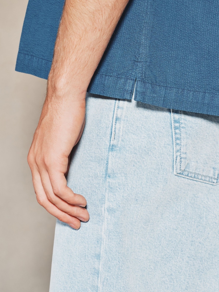 Navy EDIT Seersucker Short Sleeve Shirt - Image 5 of 5