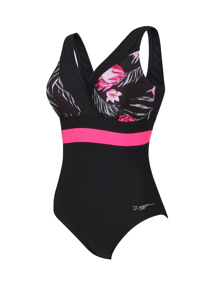 Zoggs Squareback Black Swimsuit with Foam Cup Support - Image 1 of 2 Zoggs Squareback Black Swimsuit with Foam Cup Support - Image 1 of 2