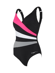 Zoggs Wrap Panel Classicback Black Swimsuit with Foam Cup Support and Adjustable Straps - صورة 2 من 3