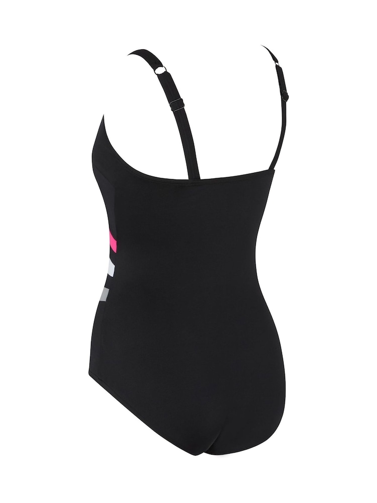 Zoggs Wrap Panel Classicback Black Swimsuit with Foam Cup Support and Adjustable Straps - صورة 3 من 3