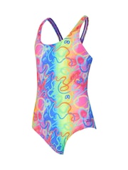 Zoggs Girls Purple Rowleeback Disco vibes Front Lined Swimsuit - Image 5 of 6
