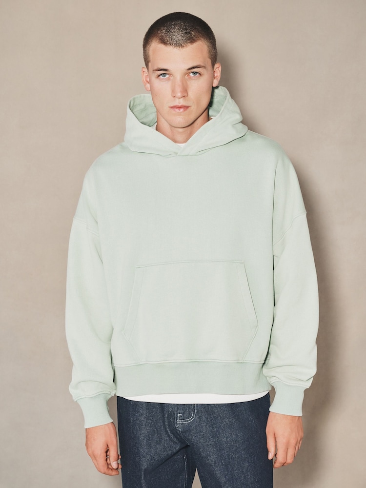 Sage Green EDIT Boxy Fit Heavyweight Hoodie - Image 1 of 8