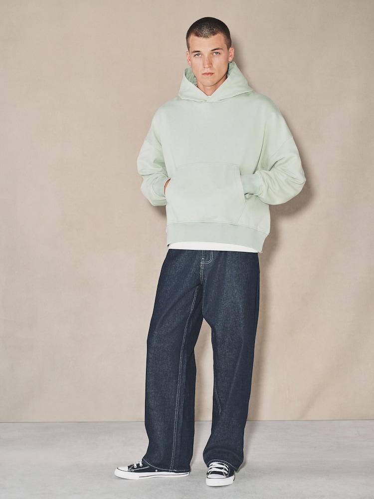 Sage Green EDIT Boxy Fit Heavyweight Hoodie - Image 2 of 8