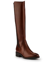 Jones Bootmaker Brown Stretch Fit Ellisia Leather Long Boots - Image 1 of 5