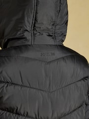Joules Moorsdale Black Mid Length Showerproof Padded Coat with Hood - Image 8 of 10
