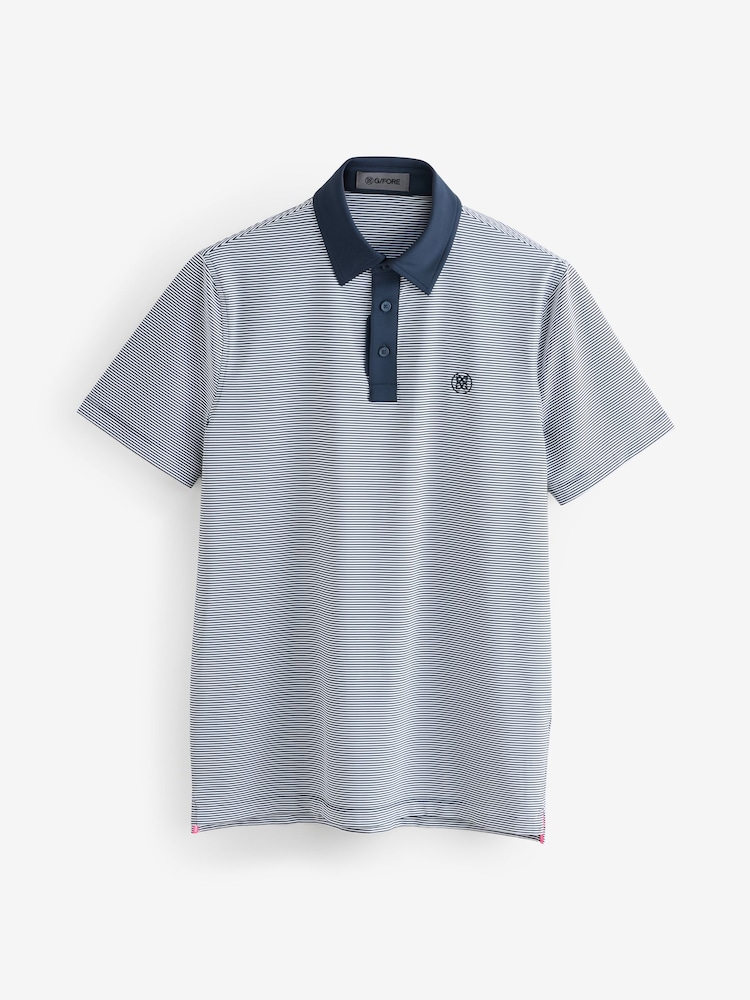 G/Fore Blue Feeder Stripe Golf Polo Shirt - Image 7 of 7 G/Fore Blue Feeder Stripe Golf Polo Shirt - Image 7 of 7
