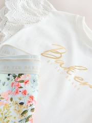 Baker by Ted Baker Broderie Sleeve T-Shirt & Floral Cycle Short 2 Piece Set - Image 4 of 6