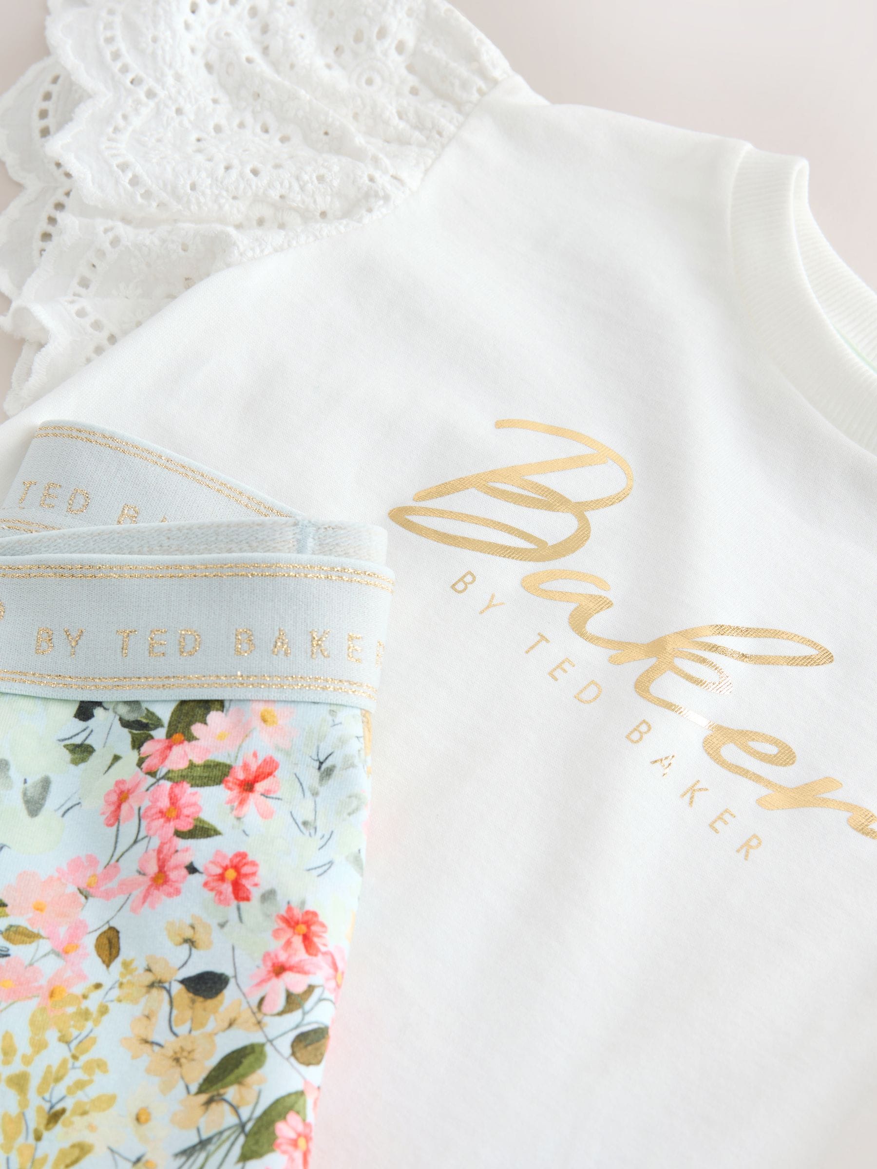 Buy Baker by Ted Baker Broderie Sleeve T-Shirt & Floral Cycle