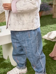 Mamas & Papas Blue Lavender Embroidered Jeans - Image 4 of 7