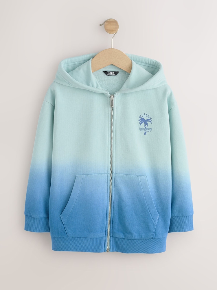 Blue Dip Dye Graphic Zip Through Hoodie (3-16yrs) - Image 1 of 4