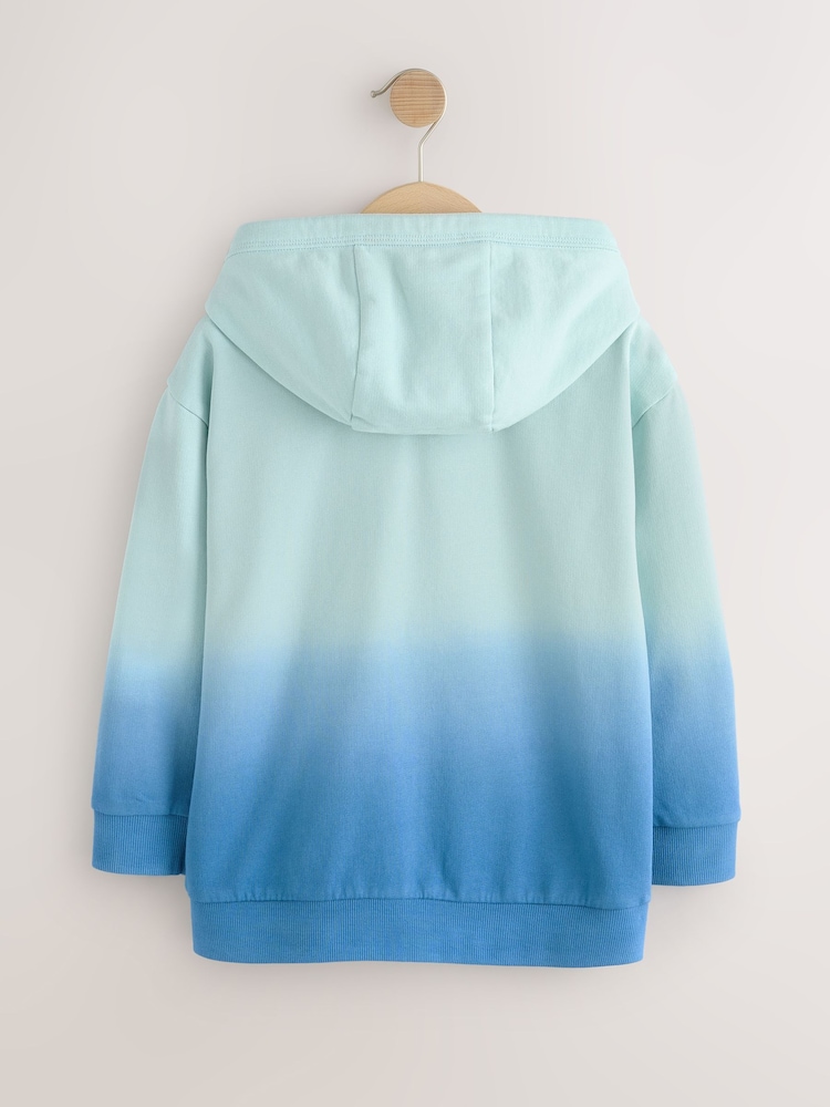 Blue Dip Dye Graphic Zip Through Hoodie (3-16yrs) - Image 2 of 4
