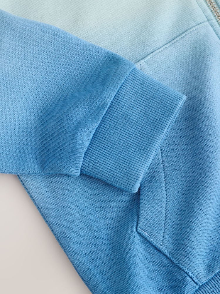 Blue Dip Dye Graphic Zip Through Hoodie (3-16yrs) - Image 4 of 4