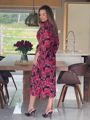 Girl In Mind Black Kaya Bold Floral Print Chiffon Shirt Dress - Image 2 of 6