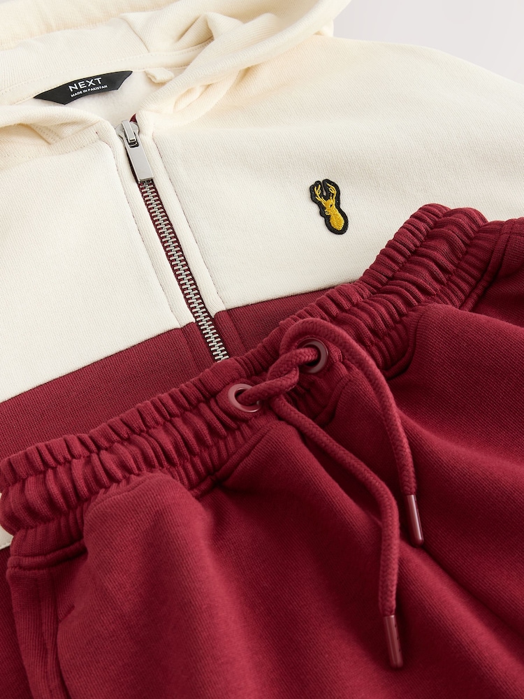 Burgundy Red Colourblock Zip Through Hoodie Set (3-16yrs) - Image 10 of 10