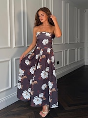 Girl In Mind Brown Danni Strapless Bandeau Midi Dress - Image 3 of 5
