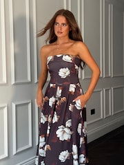 Girl In Mind Brown Danni Strapless Bandeau Midi Dress - Image 4 of 5
