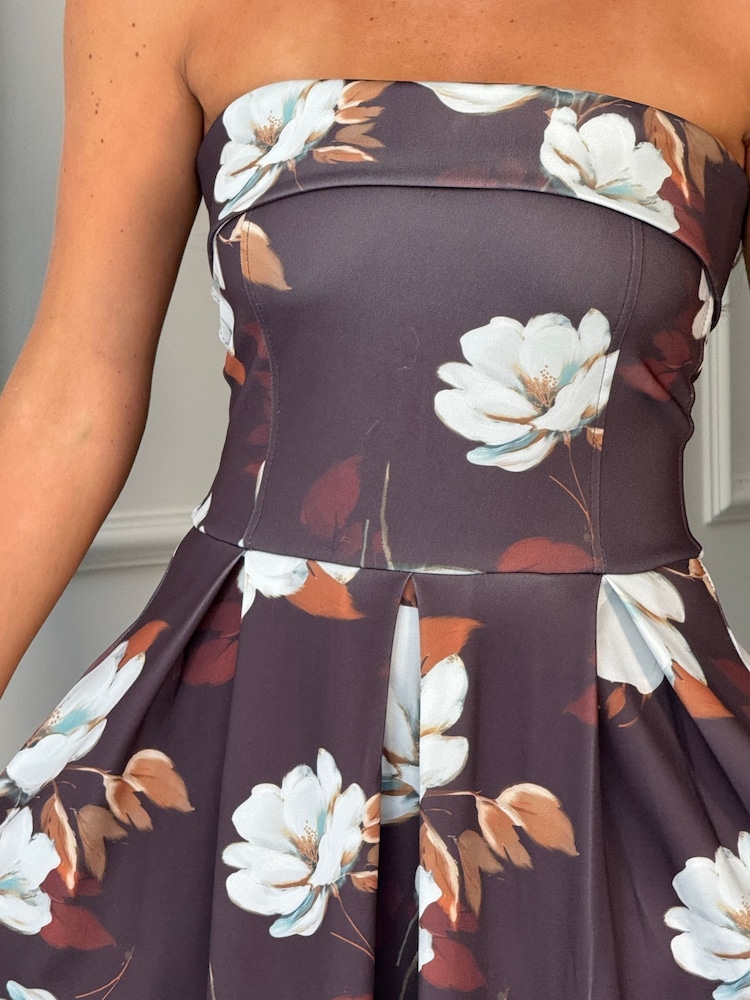 Girl In Mind Brown Danni Strapless Bandeau Midi Dress - Image 5 of 5 Girl In Mind Brown Danni Strapless Bandeau Midi Dress - Image 5 of 5