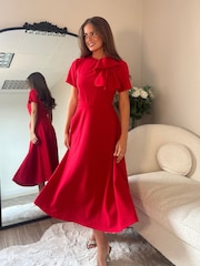 Girl In Mind Minta Bow Detail Skater Midi Dress - صورة 1 من 6