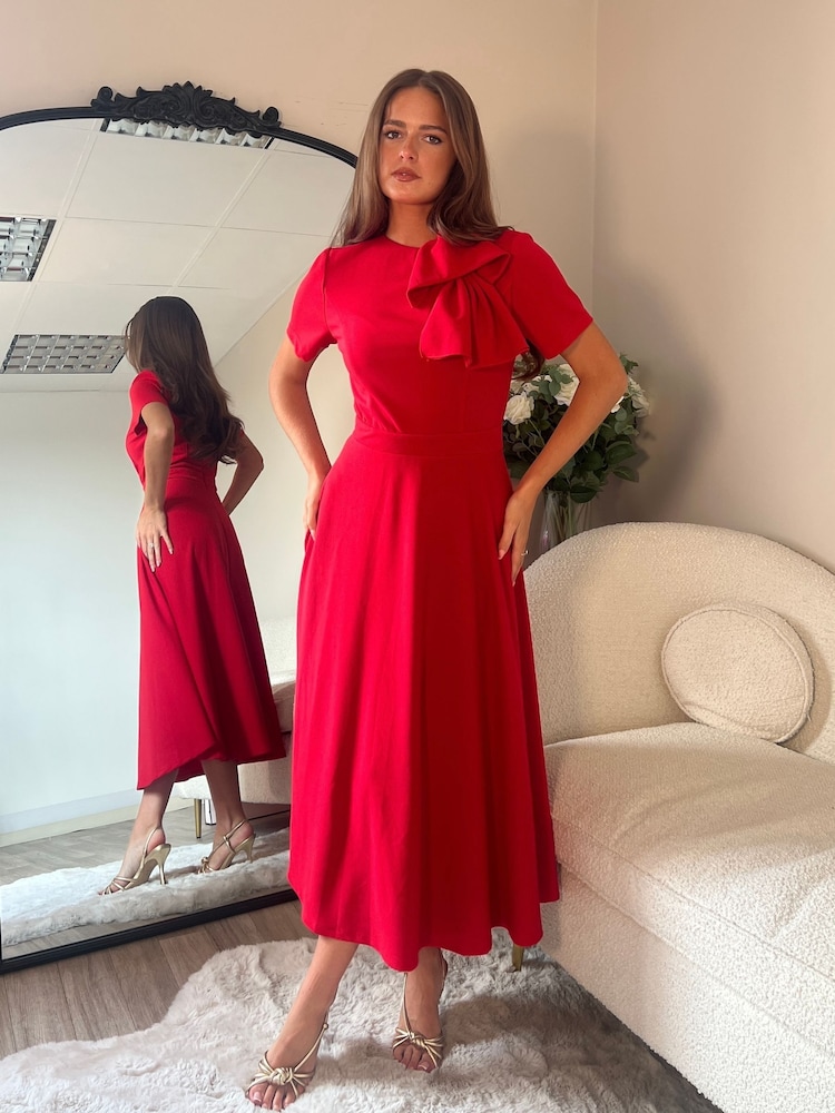 Girl In Mind Minta Bow Detail Skater Midi Dress - صورة 2 من 6