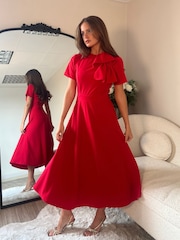 Girl In Mind Minta Bow Detail Skater Midi Dress - صورة 3 من 6