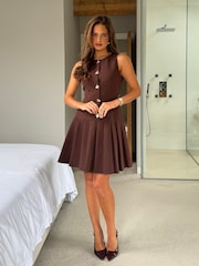 Girl In Mind Brown Penelope Tailored Pleated Dress - Image 1 of 5