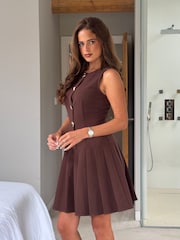 Girl In Mind Brown Penelope Tailored Pleated Dress - Image 4 of 5