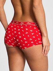Victoria's Secret PINK Bright Vermillion Red Cherry Print Boyshort Cotton Logo Knickers - Image 2 of 2