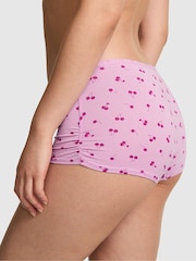 Victoria's Secret PINK Hushed Lilac Purple Cherry Print Cotton Boyshort Knickers - Image 2 of 2
