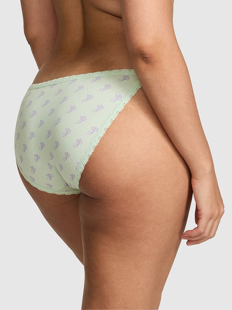 Victoria's Secret Pink Mint Green Bikini Lace Trim Rib Knickers - Image 2 of 2 Victoria's Secret Pink Mint Green Bikini Lace Trim Rib Knickers - Image 2 of 2