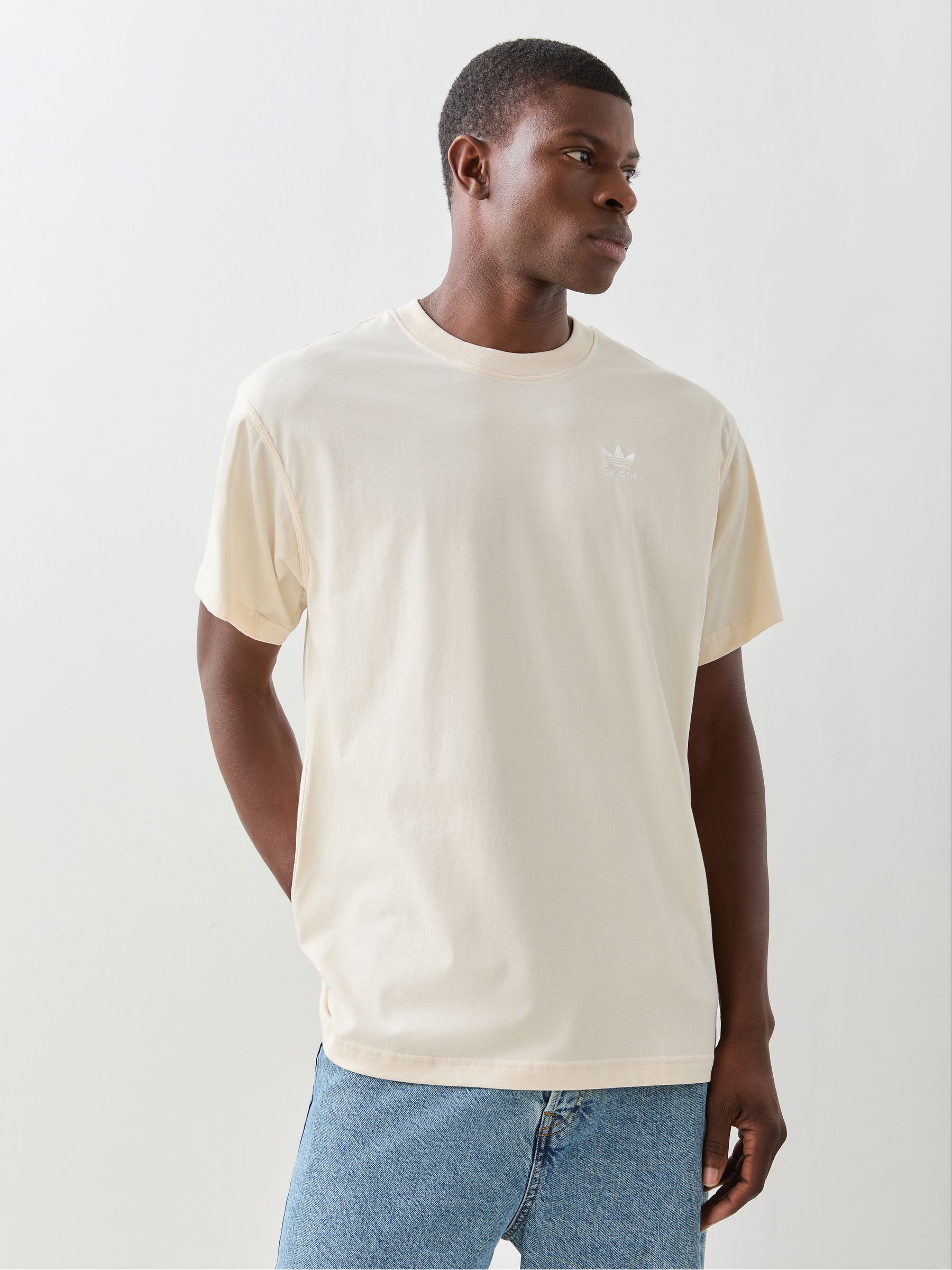 Buy adidas Originals Cream Trefoil Essentials Oversized T-Shirt