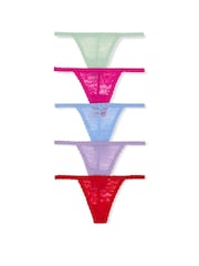 Victoria's Secret Pink Green/Pink/Blue/Purple/Red 5 Pack Lace Knickers - Image 1 of 1
