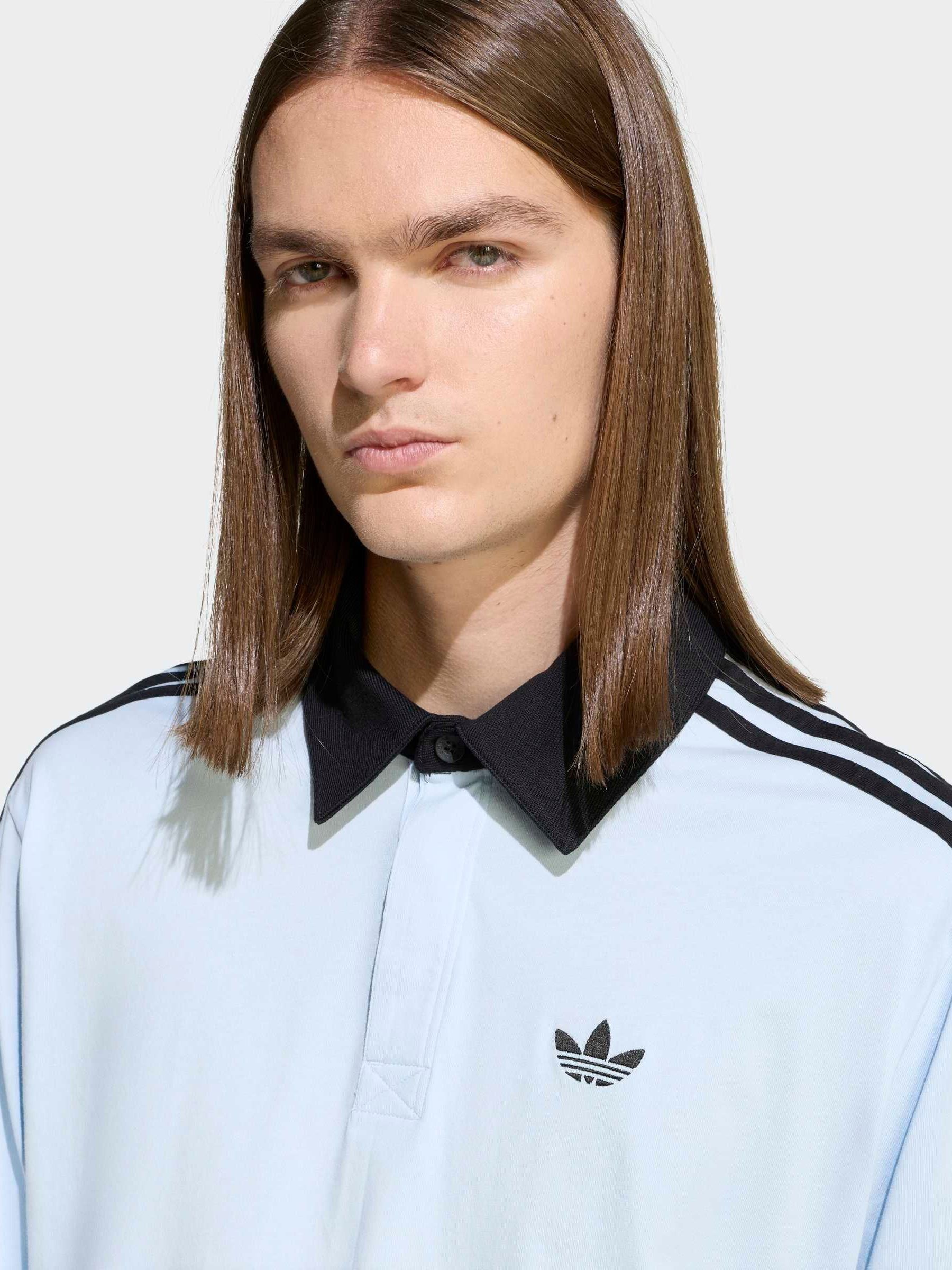 トップス OVY Two Layers Long Sleeve Polo Buy adidas Originals Light Blue 3 Stripes Rugby Long Sleeve Polo