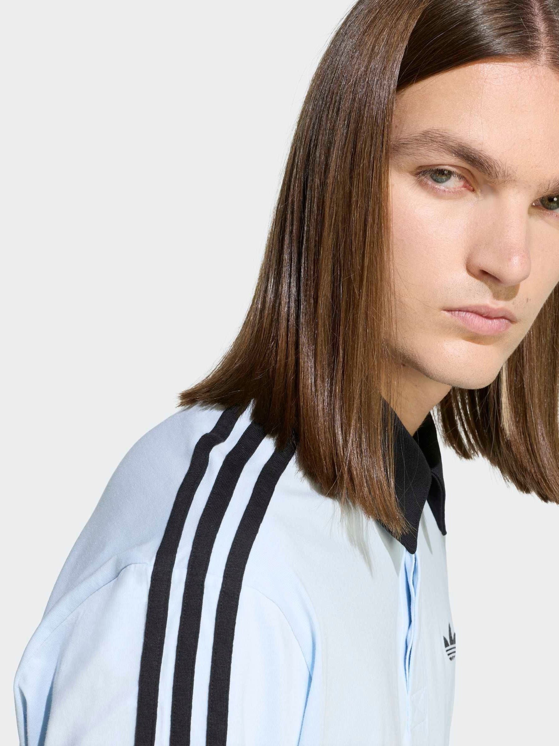 ✦ovy two Layers Long　Sleeve　Polo✦size✦М✦ Buy adidas Originals Light Blue 3 Stripes Rugby Long Sleeve Polo