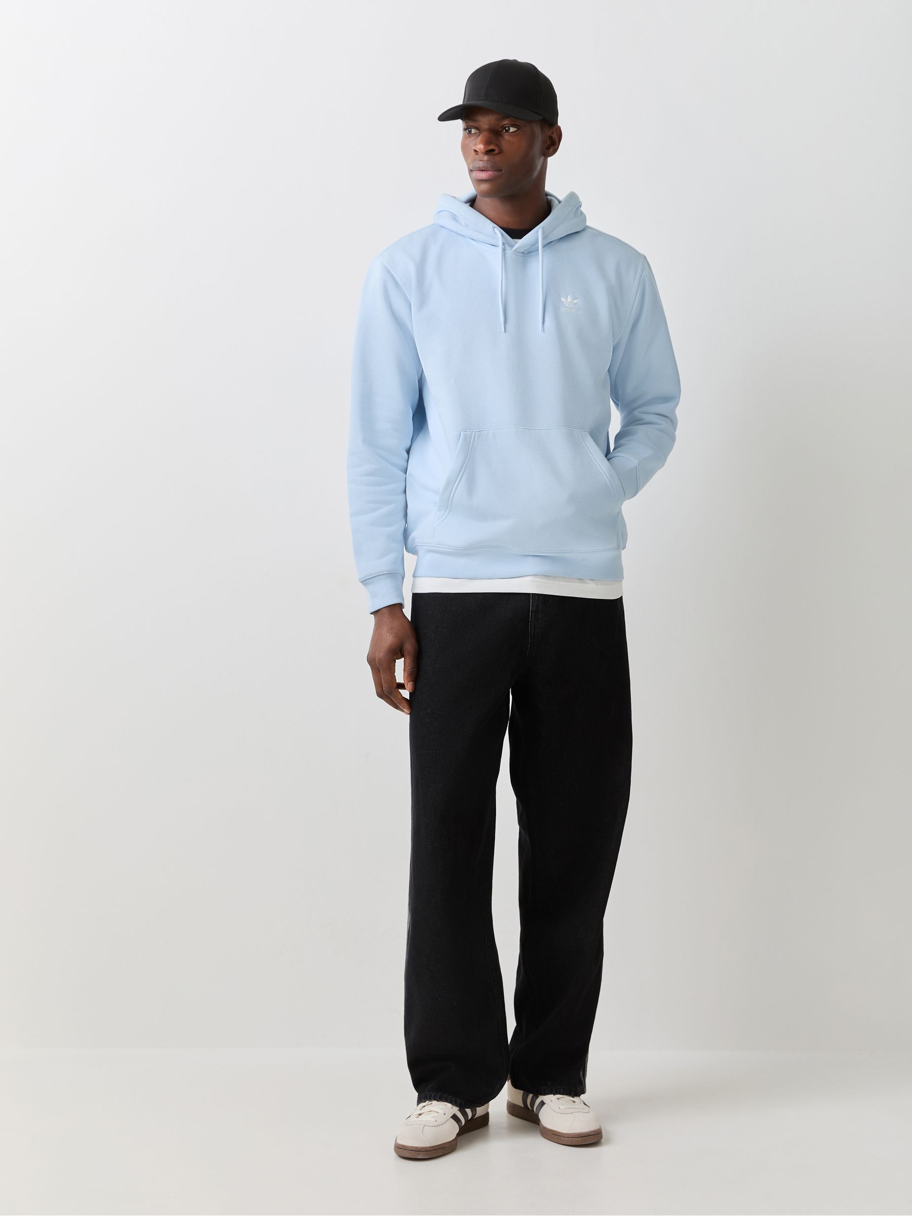 Buy adidas Originals Light Blue Trefoil Essentials Loose Hoodie