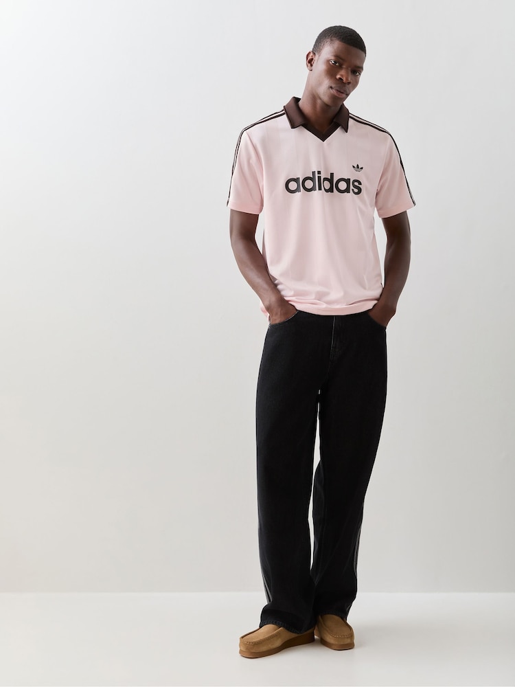 Roz - adidas Originals Archive Collar Engineered Jersey T-Shirt - Imaginea 2 din 6