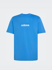 adidas Bright Blue Single Essentials Linear 100% Cotton Jersey T-Shirt - Image 1 of 1