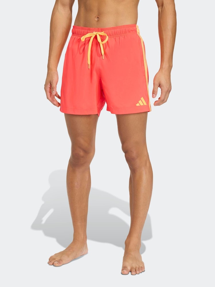 adidas Red 3 Stripes 5 Inch Swim Shorts - Image 1 of 6